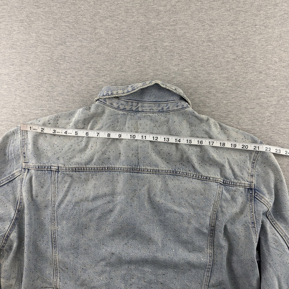 ZARA Women's Denim Jacket XXL Blue Studded Rhinestone Embellished NWT - Picture 12 of 12
